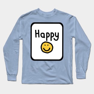 Framed Happy with Smiley Face Long Sleeve T-Shirt